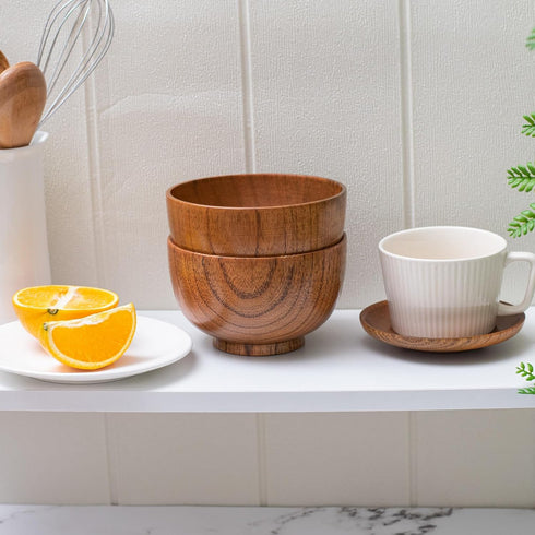 Handmade Wood Bowl, Mug, for Rice, Soup, Dip, Coffee, Tea, Decoration (2PCS Jujube Bowls, L: 5-1/8 inch Dia by 3-1/8 inch High)...
