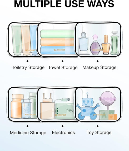 BAGSMART Clear Toiletry Bag, 2 Pack TSA Approved Travel Toiletry Bag Carry on Travel Accessories Bag Airport Airline Quart Size Bags Water Repelle...