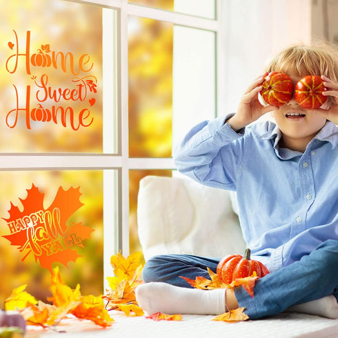 16 Pcs Fall Stencils Pumpkin Painting Stencils Fall Pumpkin Templates Reusable Maple Leaf Stencils on Wood Harvest Thanksgiving Autumn Stencils fo...