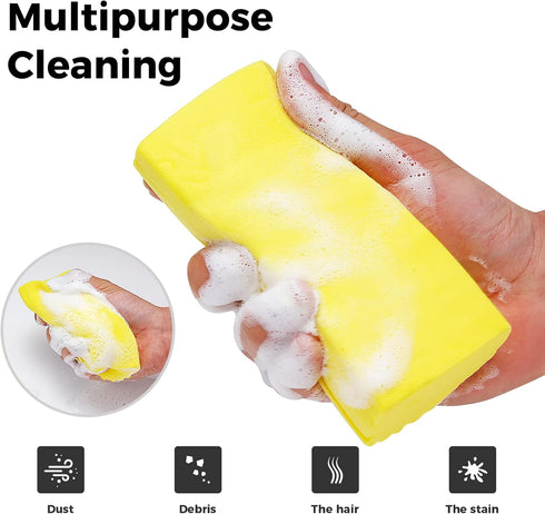 4-Pack Damp Clean Duster Sponge Brush for Cleaning Blinds, Glass, Baseboards, Vents, Railings, Mirrors, Window Track Grooves and Faucets (Yellow)...