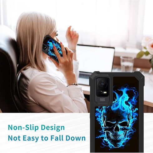 for TCL ION X Case,TCL ION V Phone Case with Glass Screen Protector,Heavy Duty Rugged Hard PC & Soft TPU Bumper Shockproof Protective Phone Case f...