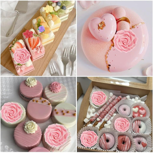 Large Rose Mold Silicone,Rose Flower and Leaves Fondant Cake Molds,Leaf Candy Chocolate Molds for Wedding Cake Decoration, Sugarcraft,Cupcake Topp...