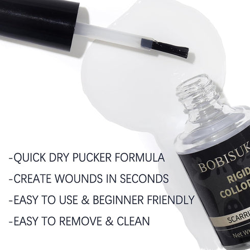 BOBISUKA Rigid Collodion 15ml with Brush & Remover 50ml Makeup Set Professional Scarring Liquid For Special Effects Makeup Kit, Face Body Realisti...