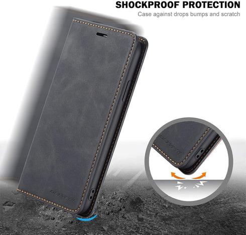 QLTYPRI for iPhone XR Case, Premium PU Leather Cover TPU Bumper with Card Holder Kickstand Hidden Magnetic Adsorption Shockproof Flip Wallet Case ...
