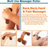 HATHKAAM Massage Roller, 5.5" Rosewood Handheld 4 Wheel Accupressure Unisex Massager for Full Body Pain Relief Cellulite, Trigger Point, Lymphatic...