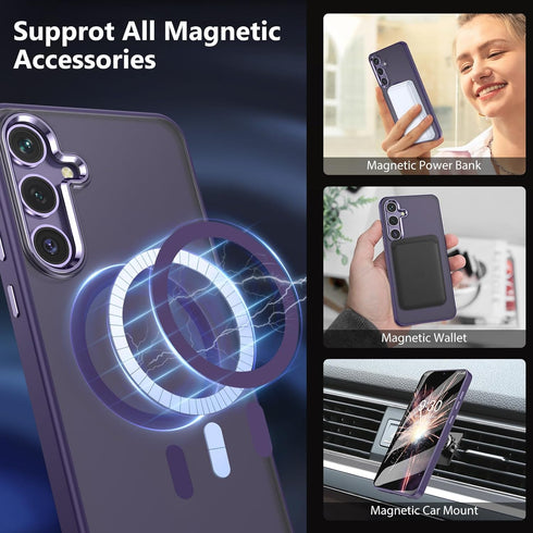 MATEPROX Magnetic Design for Samsung Galaxy S24 Plus Case, Stylish Slim an-ti Yellow Translucent Matte Protective Cases with Screen Protector for ...