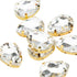 Choupee Sew On Rhinestone Tear Drop Crystal Rhinestones in Gold Setting 48 Pcs (White, 13 X 18 MM)...