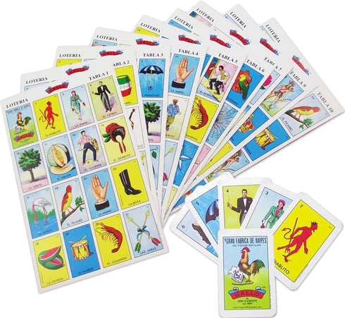 Original Loteria Bingo Game Set in Spanish, Mexican Loteria for 10 Players - 10 Boards and Full Deck of Cards...