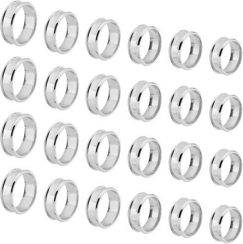 UNICRAFTALE Stainless Steel Blank Core Ring Settings Finger Ring Blanks for Inlay Comfort Grooved Finger Ring Round Empty Ring for Jewelry Making...