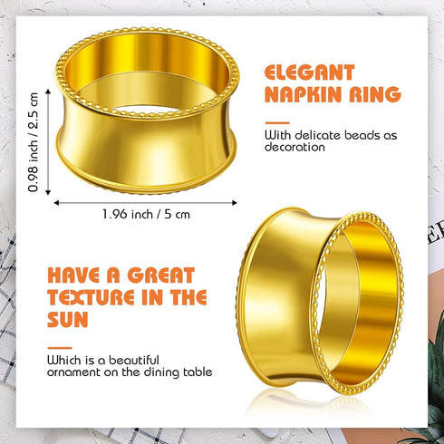 8 Pcs Gold Napkin Rings Set Metal Napkin Holder Rings Holiday Rhinestone Delicate Buckle for Easter Wedding Dinner Party Receptions Family Gatheri...