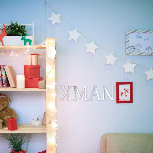 27 Pieces Alphabet Mirror Decal Name Sticker Art Silver Acrylic 26 Letters Wall Decals with & Symbol Decorative Mirror Wall Stickers for Wedding B...