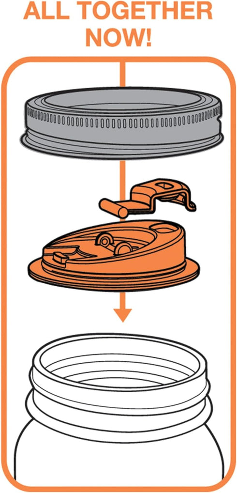 Jarware Drink, Orange Lid for Regular-Mouth Mason Jars...