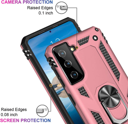 IKAZZ for Galaxy S21 Case,Military Grade Shockproof Heavy Duty Protective Phone Cover Pass 16ft Drop Test with Magnetic Kickstand Car Mount Holder...