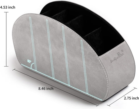 Remote Control Holder , PU Leather Organizer Box with 5 Compartments for Table Bed Office ,Remote Caddy Desktop Storage Home Accessories for Contr...