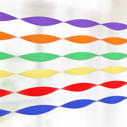 HOUSE OF PARTY OG Rainbow Crepe Paper Streamers 6 Crepe Paper Rolls 492ft (1.8 Inch x 82 Ft/Roll) - Pack of Red, Orange, Yellow, Green, Blue, Purp...
