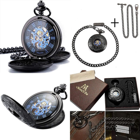 ManChDa Pocket Watch for Dad Gifts for Fathers Day Mechanical Pocket Watch for Dad Men Pocket Watches Engraved...
