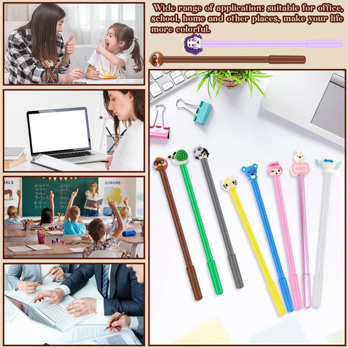 24 Pieces Cute Pens Kawaii Styles Cartoon Gel Ink Pens Cute Gel Black Ink Writing Pens for Office Presentations Fun Kawaii Pens for Kids Classroom...