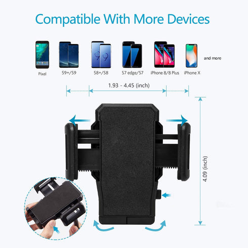 Cup Holder Phone Mount, Black, Fits 4.3 in Wide Phones...