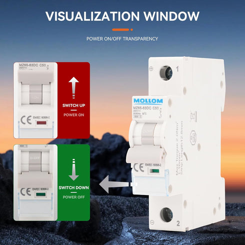 AC 1 Pole Miniature Circuit Breaker, 110V-240V 20Amp, Scene Visualization Custom MCB Thermal Magnetic Trip, 6KA Breaking Capacity for Solar AC Sys...