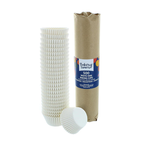 Bakery Crafts White Mini Baking Cups, 1.2" Cupcake Cases, Greaseproof Paper Liners for Mini Muffins, Fairy Cakes, and Extra Small Cupcakes, Pack o...