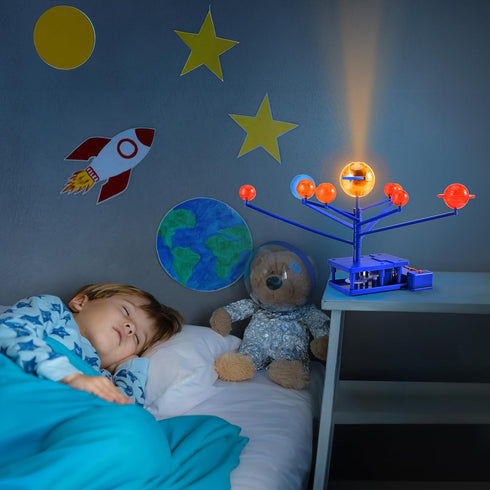 Rotating Solar System Model for Kids - Planets Orbiting Sun Projector - Space Science Kit for Ages 3-5 5-7 8-10, Night-Light Educational Toy...