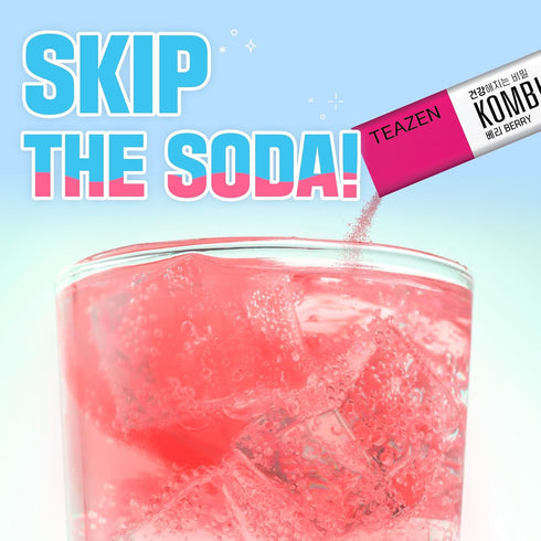 TEAZEN Berry Kombucha Tea, Hydration Drink Mix, Sugar Free, Live Probiotics & Prebiotics, 10 Sticks, 1.76oz...