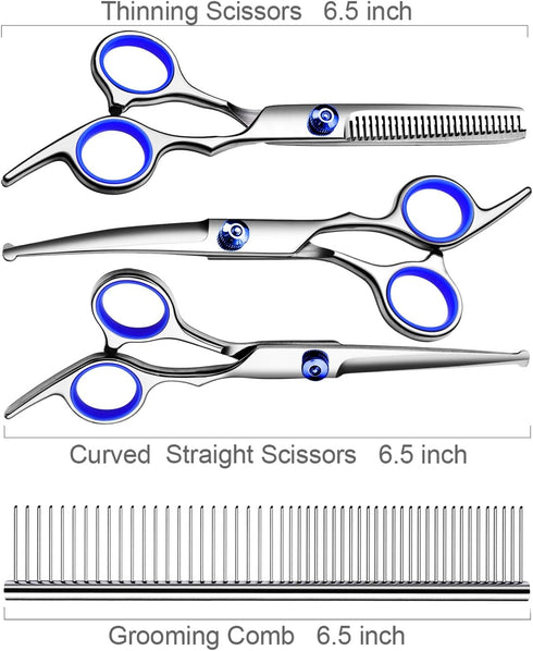 Professional Dog Grooming Scissors Kit, Titanium Coated Dog Scissors for Grooming, 5 in1 Grooming Shears Kit for Dogs Cat Pet At Home...