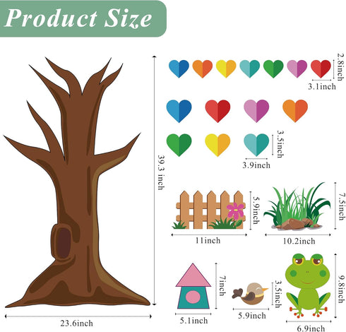 Classroom Tree Bulletin Board Decorations, Hearts Bulletin Board Tree Cutouts Set, Welcome Classroom Bulletin Tree Wall Decors for Nursery Element...