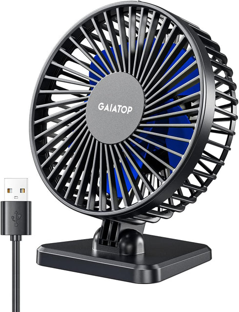 Gaiatop USB Desk Fan, Small But Powerful, Portable Quiet 3 Speeds Wind Desktop Personal Fan, Adjustment Mini Fan Table Fan for Better Cooling, Hom...