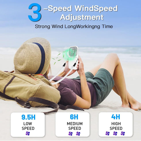 AICase Handheld Portable Mini Fan Small Battery Operated Fan 6 in 1 Personal Fan 3000 mAh USB Rechargeable,3 Speed Adjustable,Neck lanyard for Off...