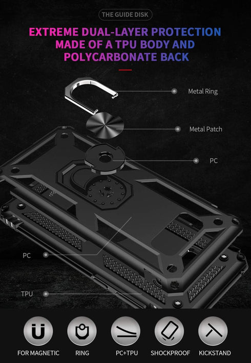 Samsung Galaxy S8 Plus Case with HD Screen Protectors, Androgate Military-Grade Metal Ring Holder Kickstand 15ft Drop Tested Shockproof Cover Case...