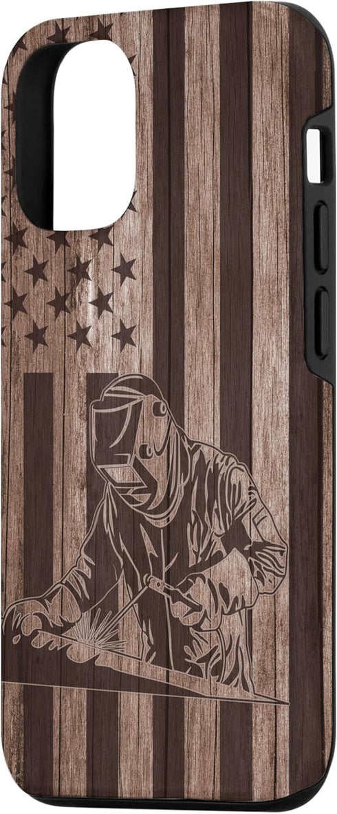 iPhone 13 Wood Welder American Flag USA Patriotic Welder Welding Case...