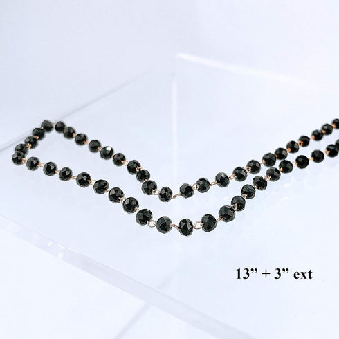 POMINA Dainty Black Rondelle Crystal Beaded Choker Necklace Delicate Multi Faceted Crystal Beads Choker for Women...