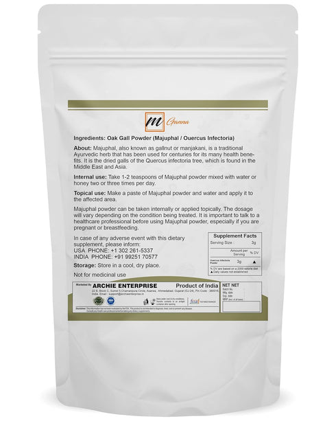 100% Natural Oak Gall Powder | Quercus Infectoria/Majuphal or Manjuphal - 0.5 lbs / 227 GMS...
