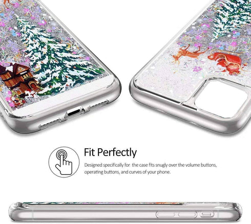 for iPhone 14 Pro Case iPhone 14 Pro Christmas Phone Case Glitter Sparkle Liquid Floating Case Shockproof Clear Soft TPU Bumper Case Xmas Santa Cl...