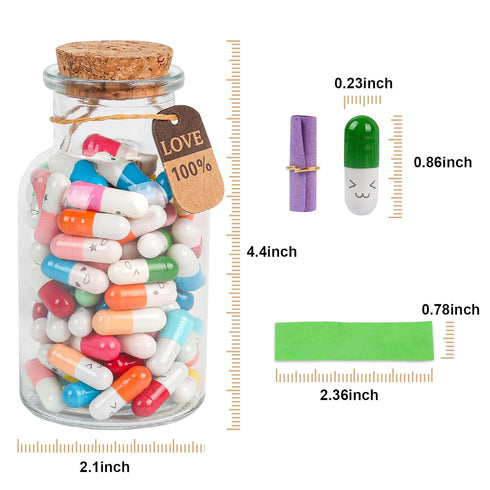Capsule Letters Message in a Bottle -101pcs Love Pills Gifts for Boyfriend and Girlfriend Wife Friends. (Mixed Color 101PCS)...