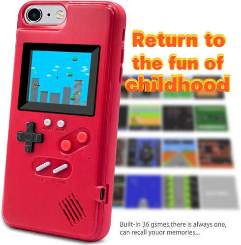 LucBuy Game Console Case Compatible for iPhone 6/6S/7/8/SE2, Retro Protective Cover Self-Powered Case with 36 Small Games, Full Color Display, Sho...