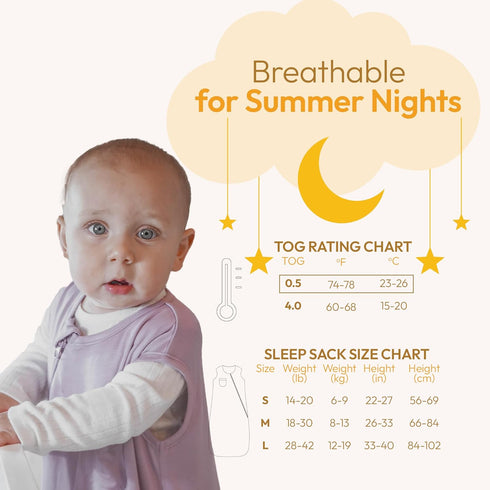 Sleepah Unisex Rayon Made from Bamboo Baby Sleep Sack 0.5 TOG, 2-Way Zipper Wearable Blanket Baby Purple S (18-36 months)...