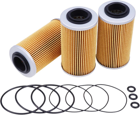 ZTUOAUMA 3X Oil Filters 420956741 420956740 with O-Ring Seals for Sea Doo GTI GTS SE GTR GTX SC RXP RXT RXPX RXTX Wake and All 4-Tec 130HP 185HP 2...