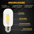 Seentech Dimmable T45 T14 Tubular Vintage Bulbs, E26 LED Edison Bulbs 4W 40W Equivalent, 400 Lumen, 2700K Warm White, Clear Glass Ideal for Ceilin...