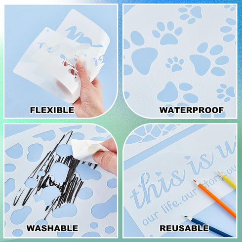 20 Pcs Welcome Stencils for Painting on Wood 11.81 x 5.91'' Large Welcome Letters Stencils Half Round Stencils for Wood Sign Plastic Word Farmhous...