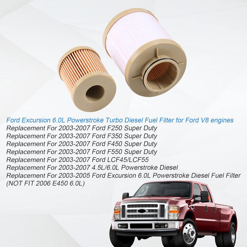 FD4616 Diesel Fuel Filter replacement for 2003-2007 Ford 6.0L F250 F350 F450 F550 Super Duty 2003-2005 Excursion Powerstroke includes lower lifter...