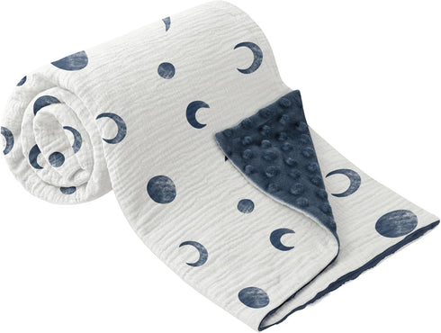 Baby Blankets for Unisex Boys Girls, Soft Nursery Crib Blankets with Muslin Cotton Front and Dotted Fleece Back for Newborns Toddlers 30x40inch (B...