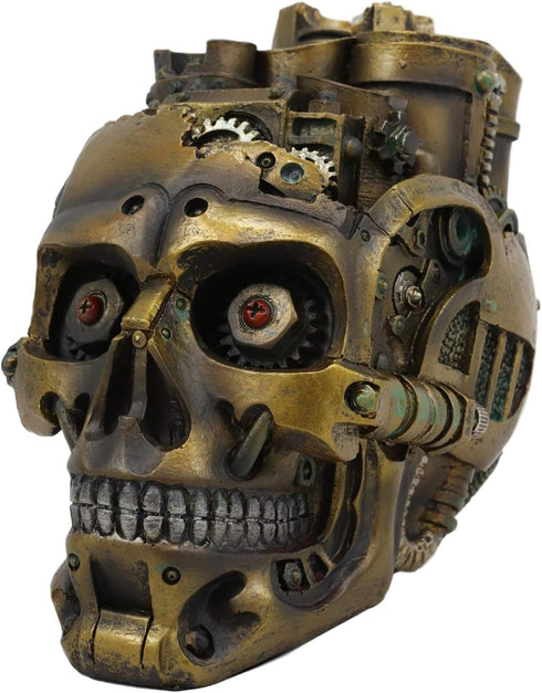Ebros Gift Mad Max Steampunk Geared Cyborg Robotic Skull Decorative Box Figurine Skull Bowl Container Jewelry Trinket Storage Stash Box Or Pen Mak...