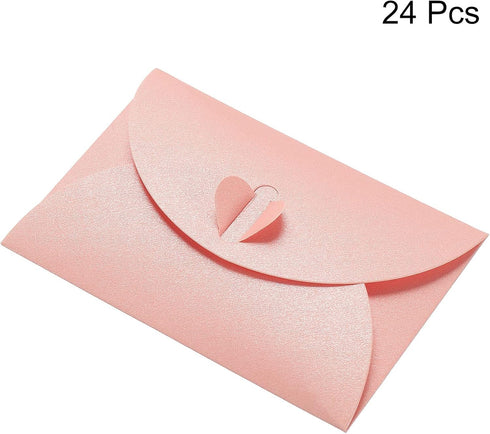 PATIKIL Mini Envelopes, 24 Pack Heart Clasp Tiny Items Storage Cute Present Card Holder for Wedding Greeting Party, Pink...
