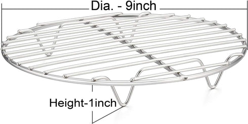 P&P CHEF 9 Inch Cooking Rack Round, Stainless Steel Round Rack for Cooking Cooling Steaming Baking, Fit Air Fryer Pot Pressure Cooker, 2 Pack -Ove...