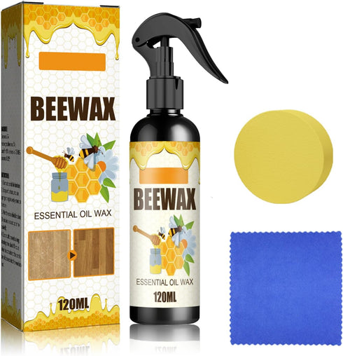 Beeswax Spray Furniture Polish Spray, Natural Micro-Molecularized Beeswax Spray Cleaner with Sponge & Towel for Wood Furniture, Restores Shine and...