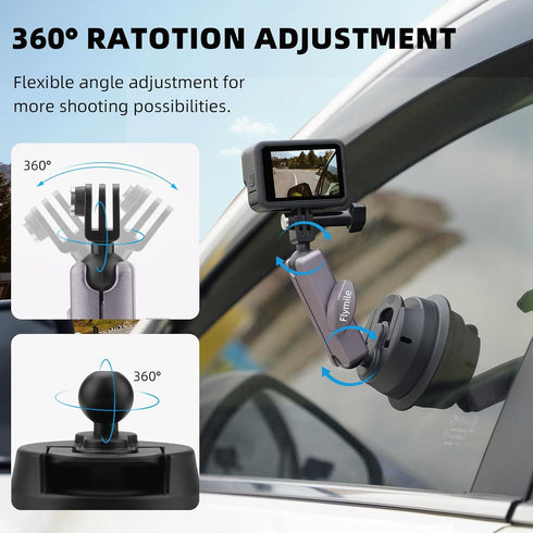 Powerful Suction Cup Car Mount for Insta360 X4 X3 X2,Windshield Window Dashboard Quick-release Holder for Pocket 3 GoPro 12 11 10 9 8 Action 4 3 i...
