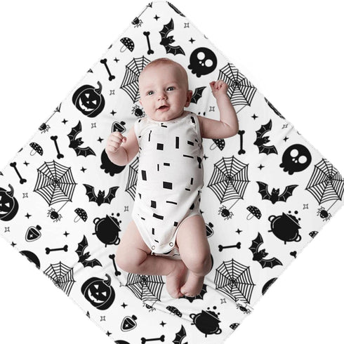 Christmas Halloween Bat Goth Pumpkin Skull Newborn Baby Swaddle Blanket Christmas Muslin Wrap Receiving Blankets Soft Large Swaddle Receiving Gift...