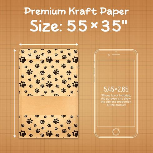50-Pack Paw Print Dog Treat Bags by Poppy's – Perfect for Canine Delights, Secure Zip Lock Closure, Food-Safe Material, 3.5 x 5.5 Inches...